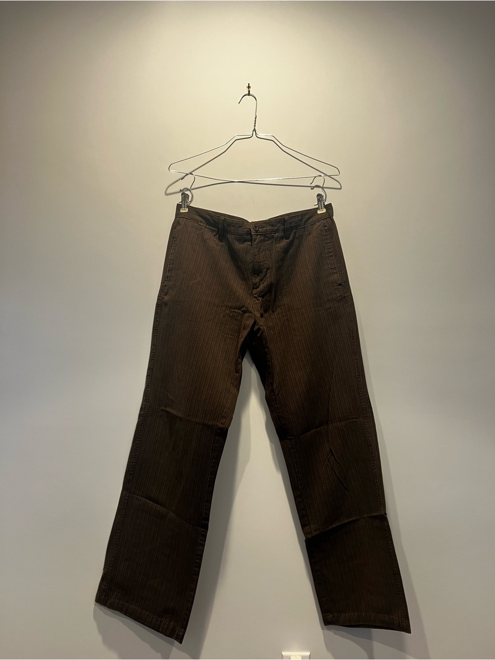 RW&CO. Men's Dark Brown Pinstripe Pants
